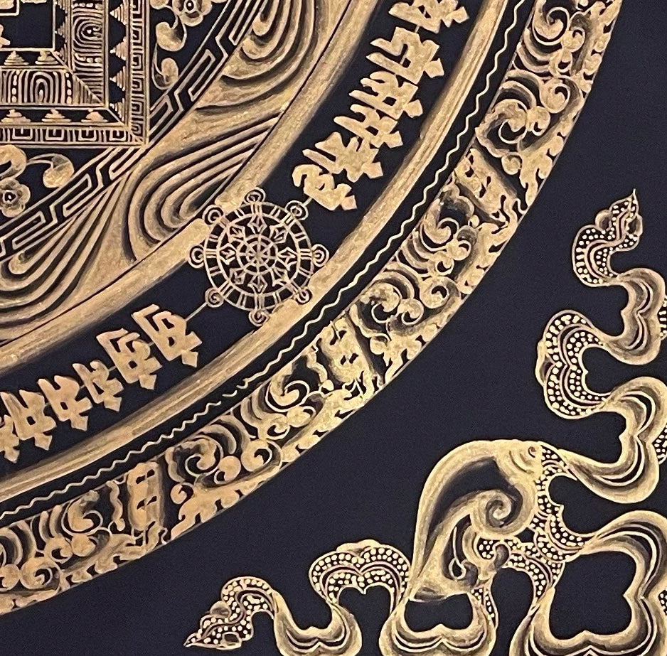 Kalachakra Mandala thangka, detail: bottom-right corner