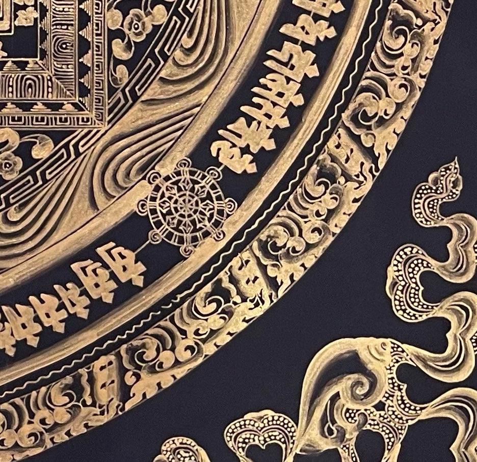 Kalachakra Mandala thangka, detail: bottom-right corner