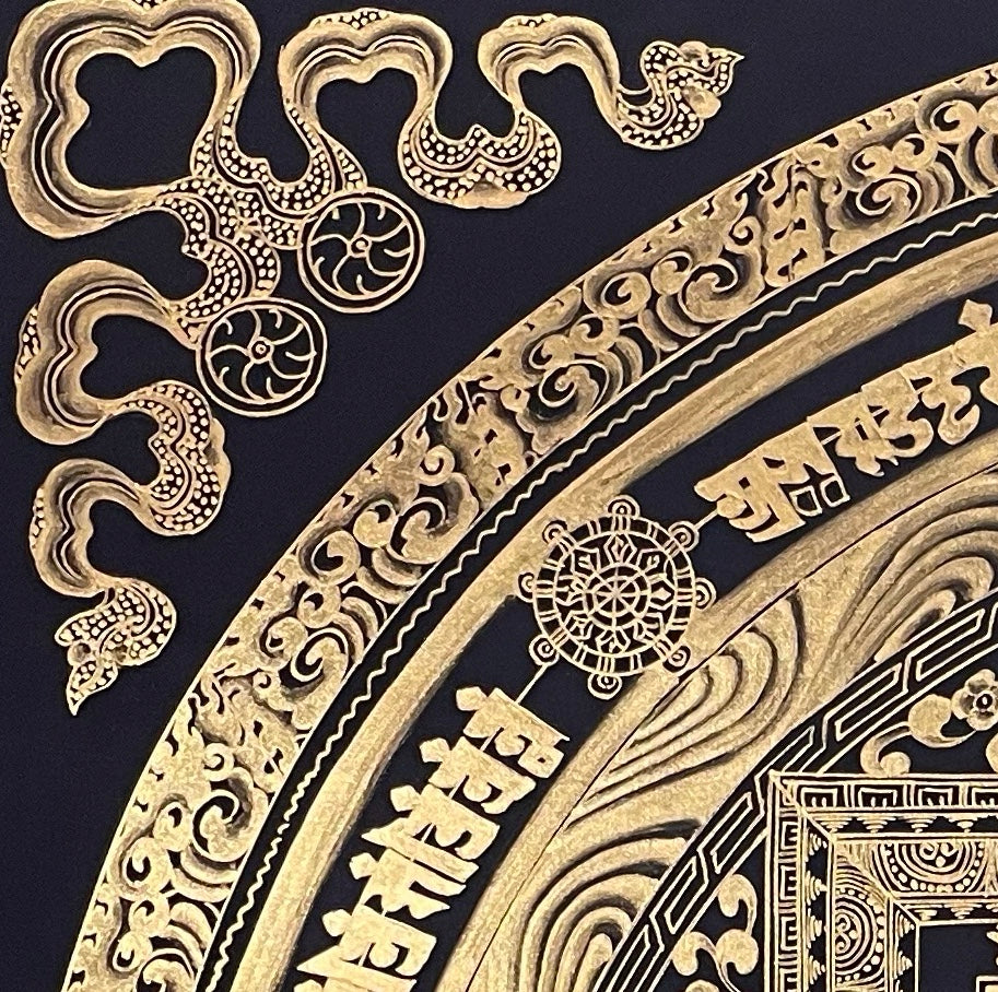 Kalachakra Mandala thangka, detail: top-left corner