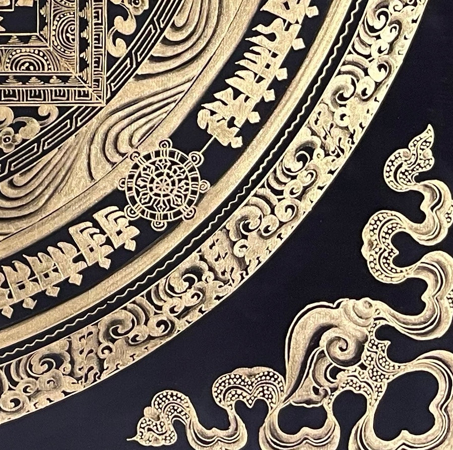 Kalachakra Mandala thangka, detail: bottom-right corner