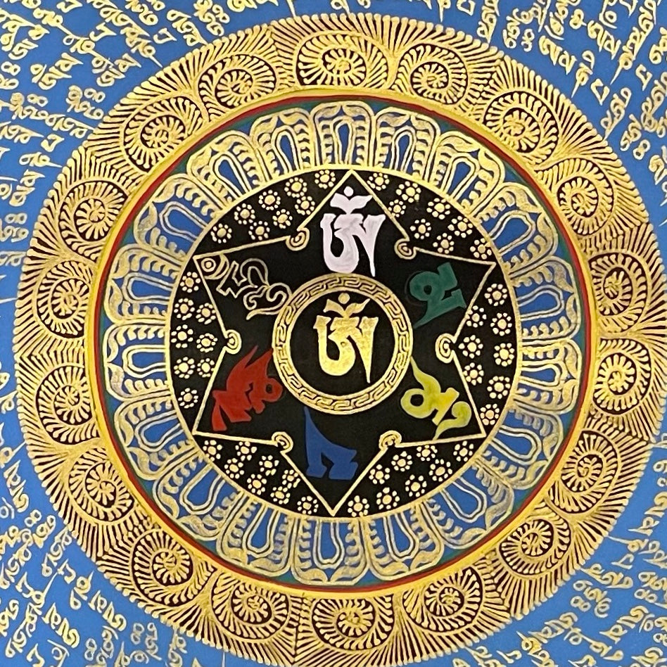Mantra Mandala thangka, detail: centre