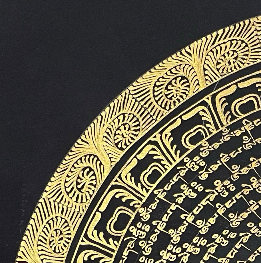 Mantra Mandala thangka, detail: top-left corner