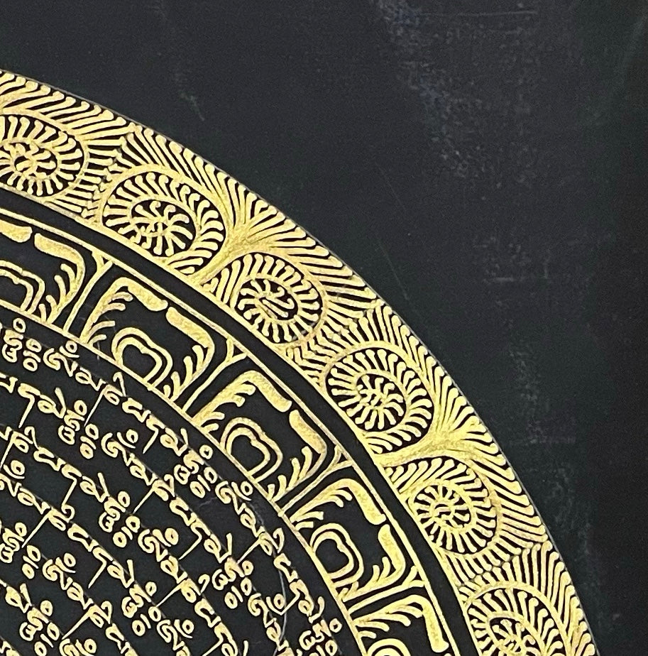 Mantra Mandala thangka, detail: top-right corner