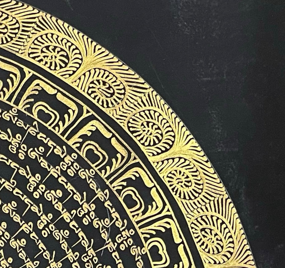 Mantra Mandala thangka, detail: top-right corner