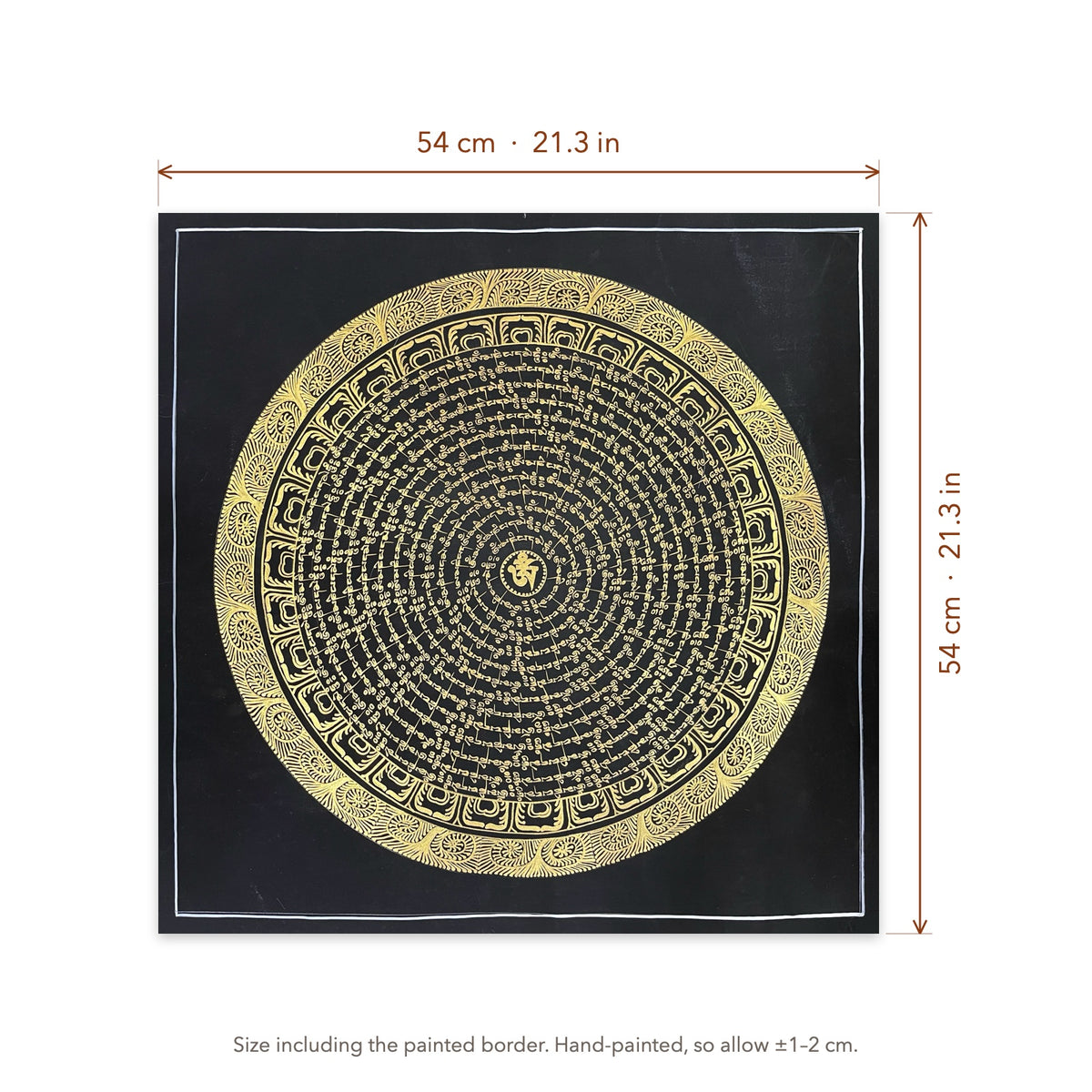Size diagram: 54 × 54 cm (21.3 × 21.3 in), including the painted border