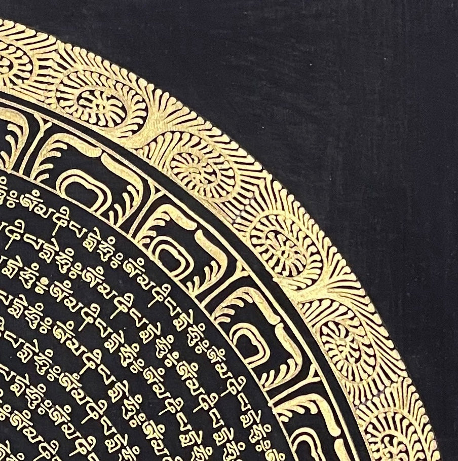 Mantra Mandala thangka, detail: top-right corner