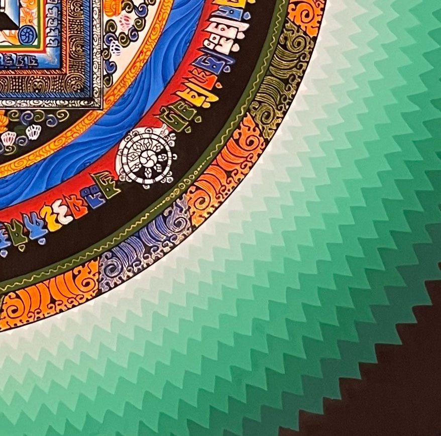 Kalachakra Mandala thangka, detail: bottom-right corner
