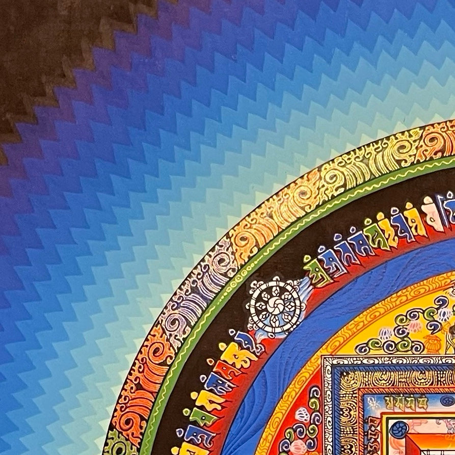 Kalachakra Mandala thangka, detail: top-left corner