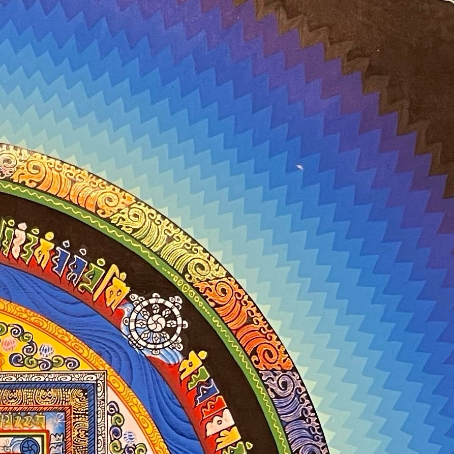 Kalachakra Mandala thangka, detail: top-right corner