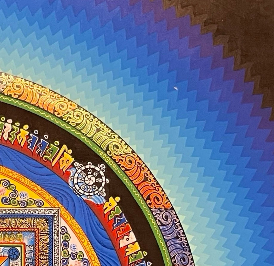 Kalachakra Mandala thangka, detail: top-right corner