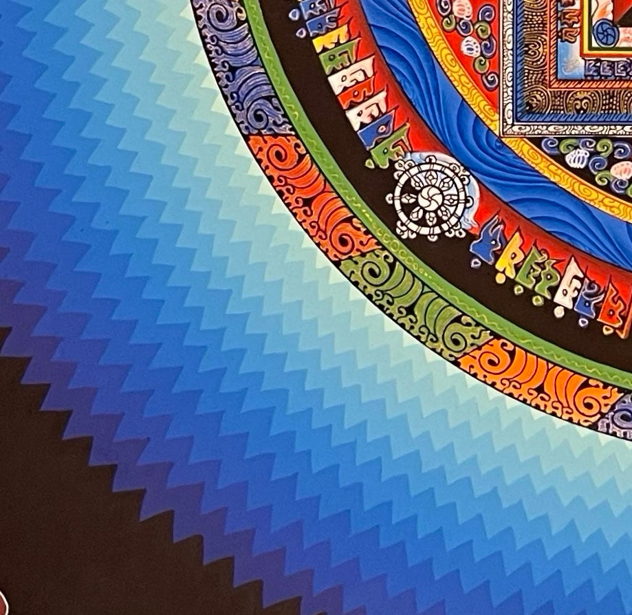 Kalachakra Mandala thangka, detail: bottom-left corner