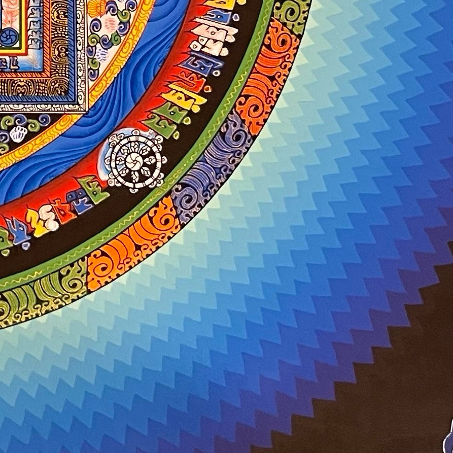 Kalachakra Mandala thangka, detail: bottom-right corner