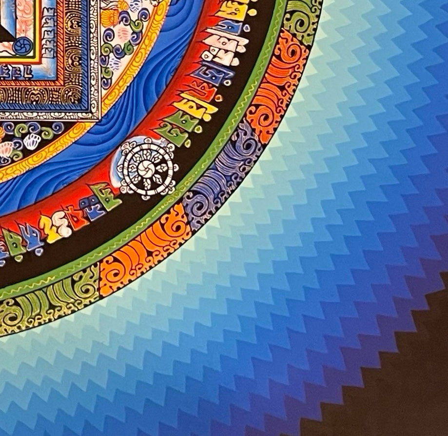 Kalachakra Mandala thangka, detail: bottom-right corner