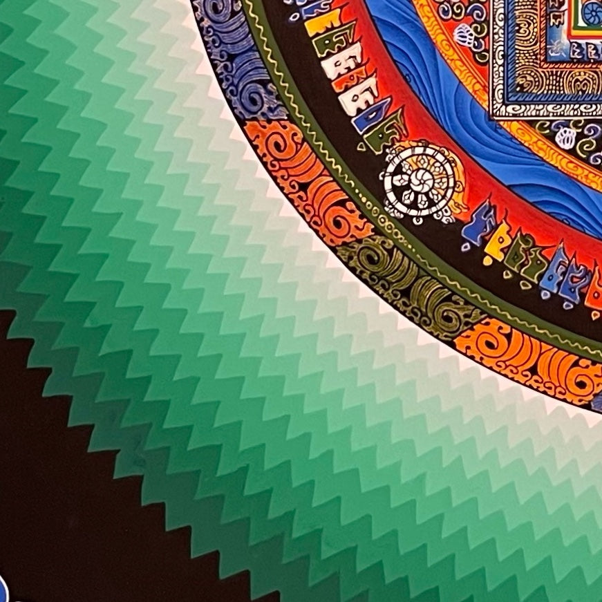 Kalachakra Mandala thangka, detail: bottom-left corner