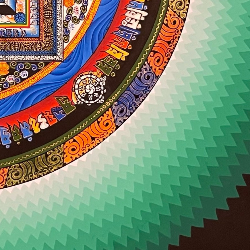 Kalachakra Mandala thangka, detail: bottom-right corner