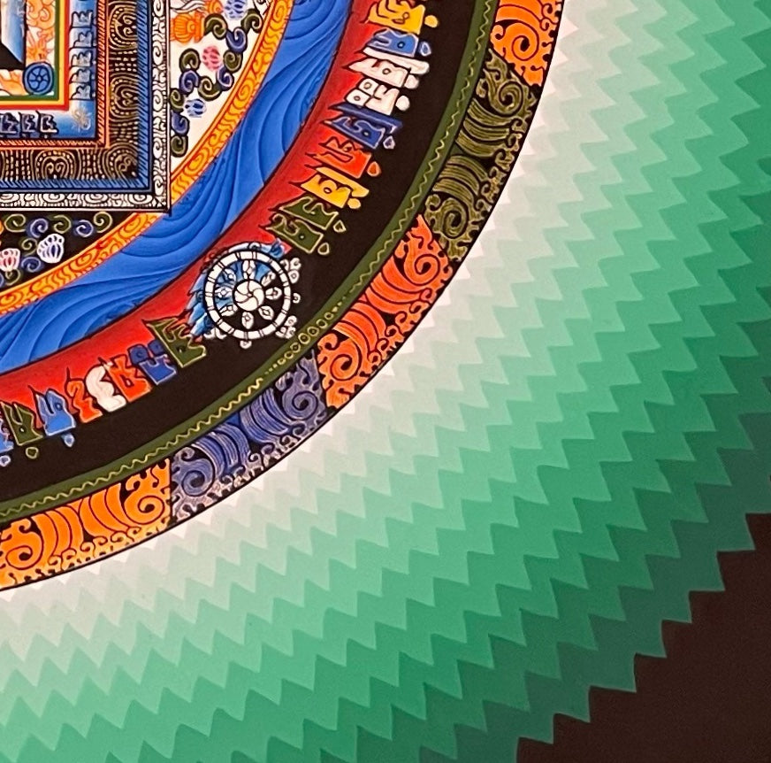 Kalachakra Mandala thangka, detail: bottom-right corner