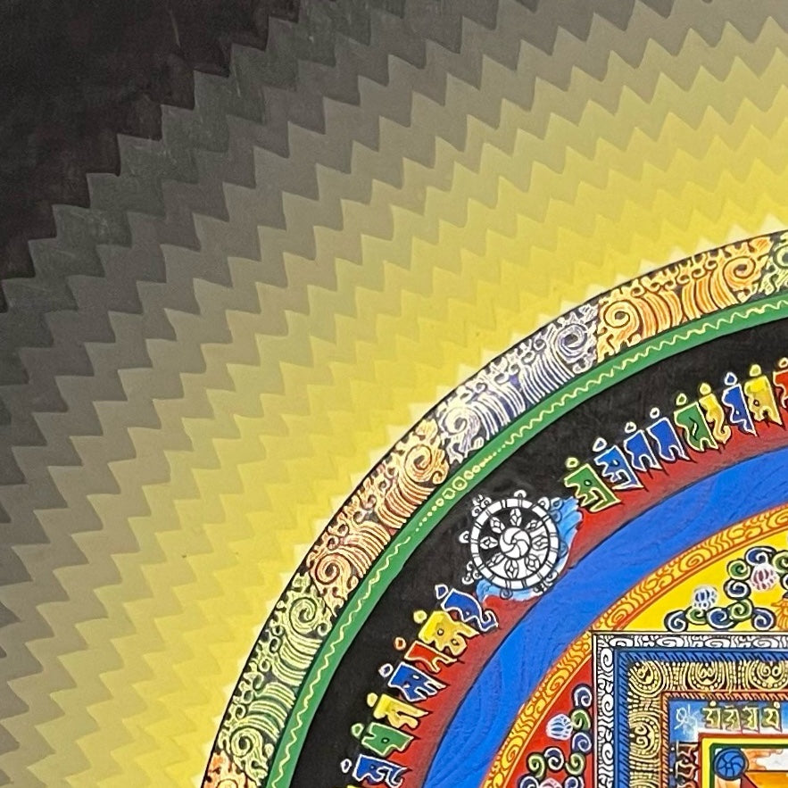 Kalachakra Mandala thangka, detail: top-left corner