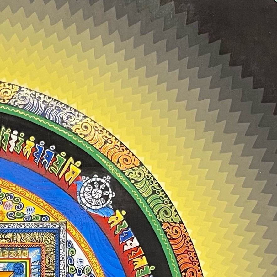 Kalachakra Mandala thangka, detail: top-right corner