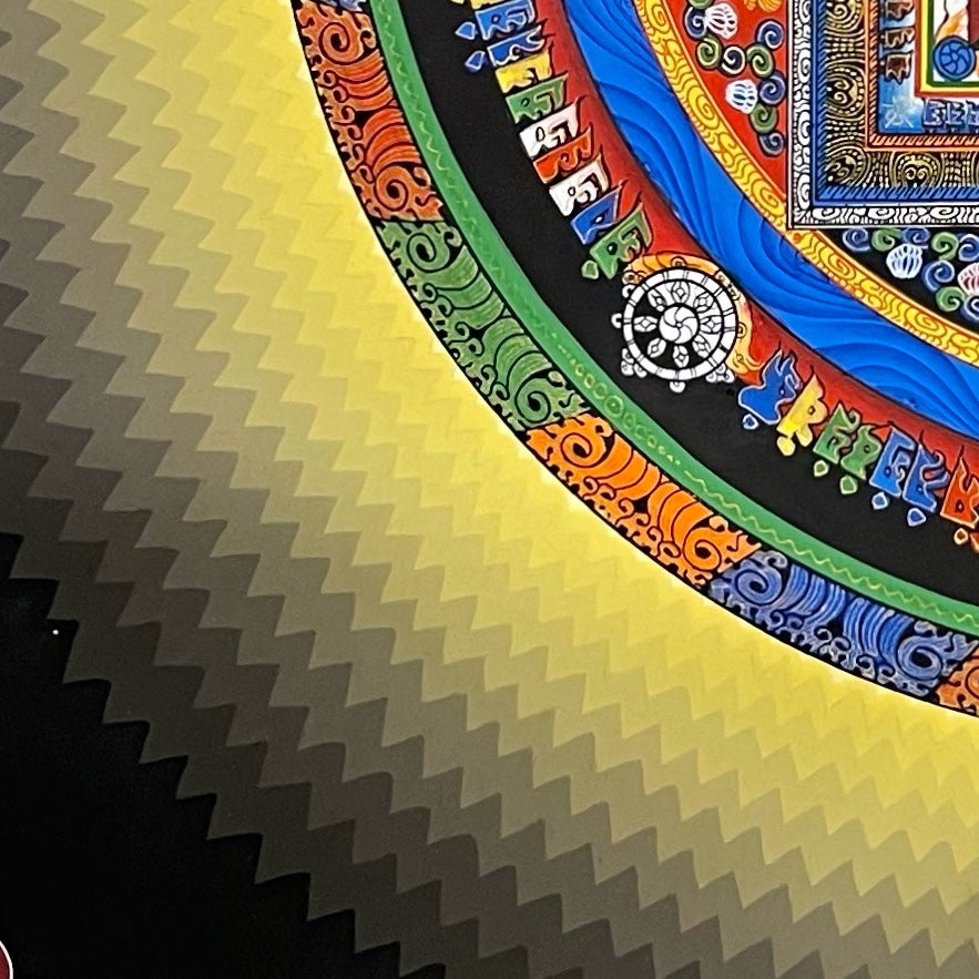 Kalachakra Mandala thangka, detail: bottom-left corner