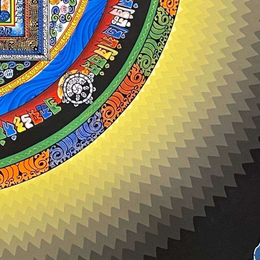 Kalachakra Mandala thangka, detail: bottom-right corner