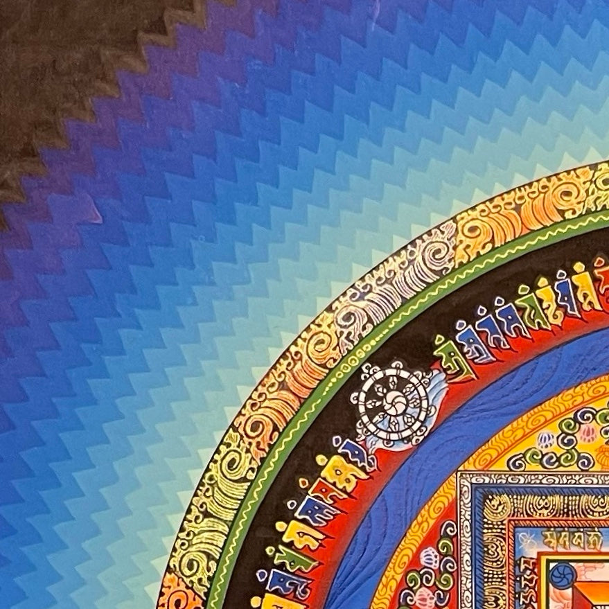 Kalachakra Mandala thangka, detail: top-left corner