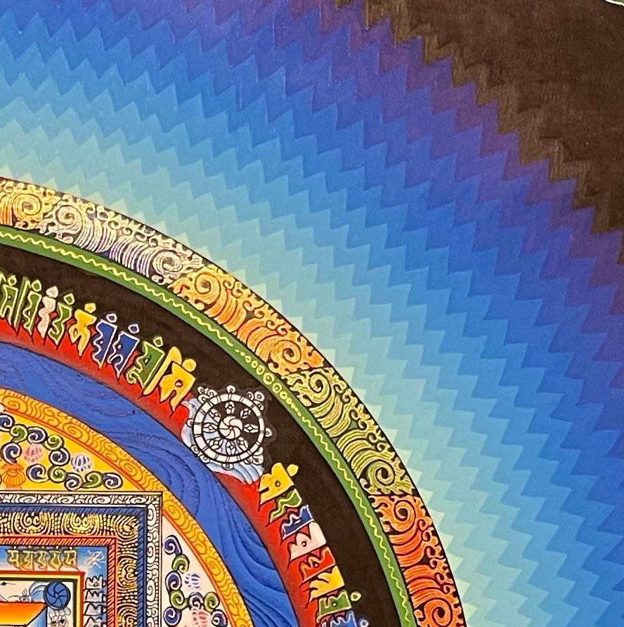 Kalachakra Mandala thangka, detail: top-right corner