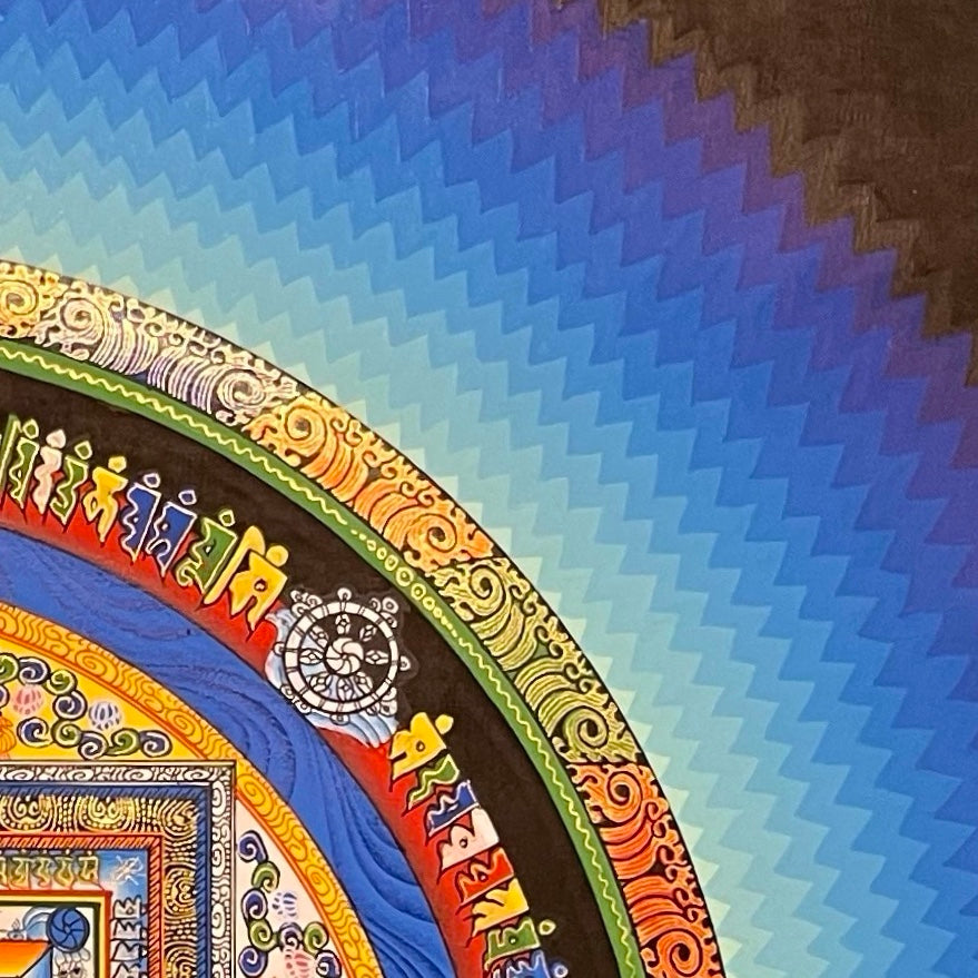 Kalachakra Mandala thangka, detail: top-right corner
