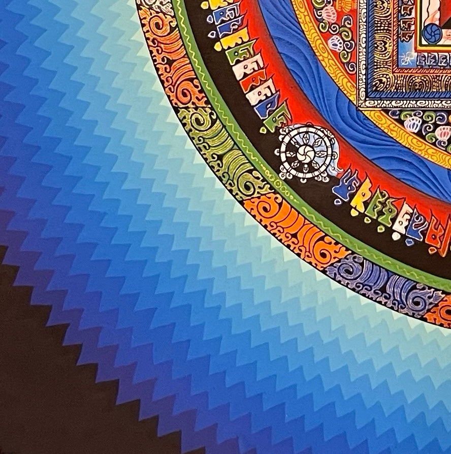 Kalachakra Mandala thangka, detail: bottom-left corner