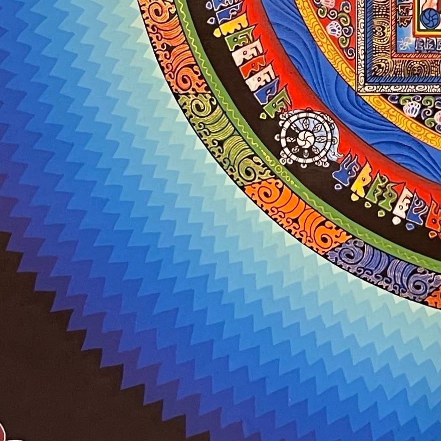 Kalachakra Mandala thangka, detail: bottom-left corner