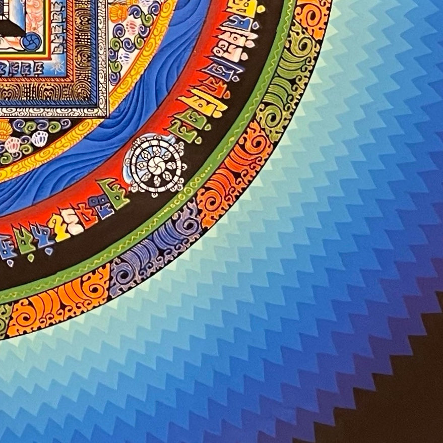 Kalachakra Mandala thangka, detail: bottom-right corner