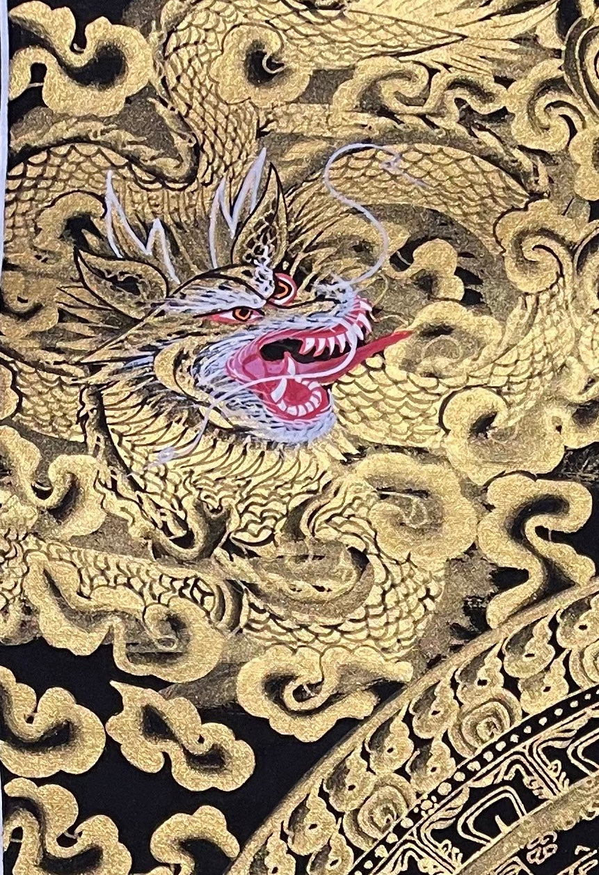Dragon Mantra Mandala thangka, detail: top-left corner