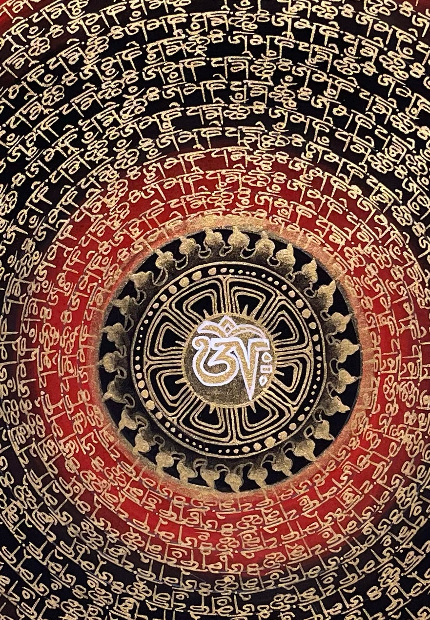 Dragon Mantra Mandala thangka, detail: centre