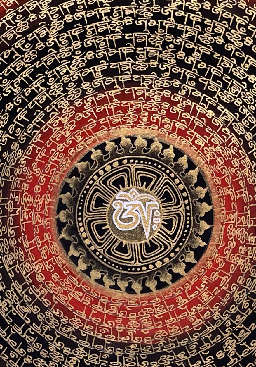 Dragon Mantra Mandala thangka, detail: centre