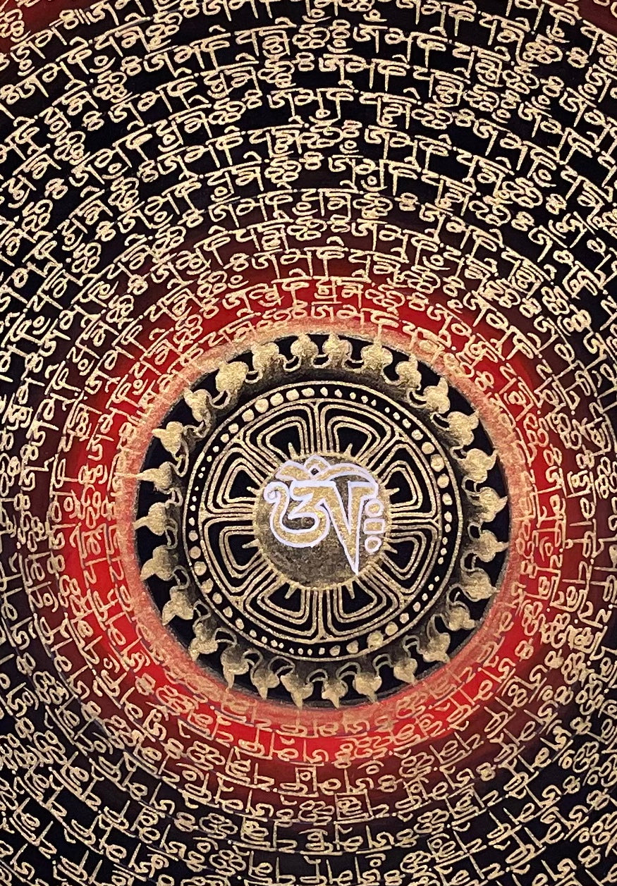 Dragon Mantra Mandala thangka, detail: centre