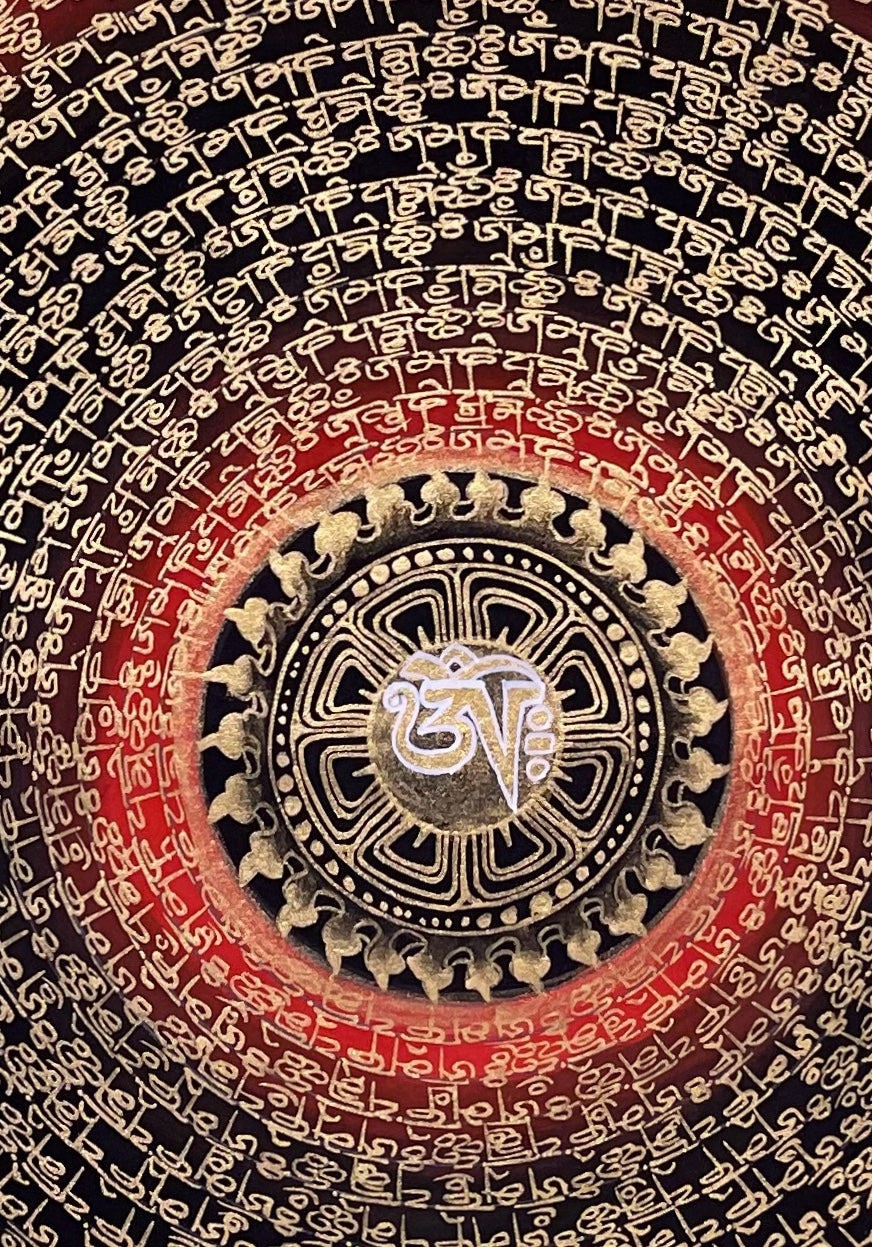 Dragon Mantra Mandala thangka, detail: centre