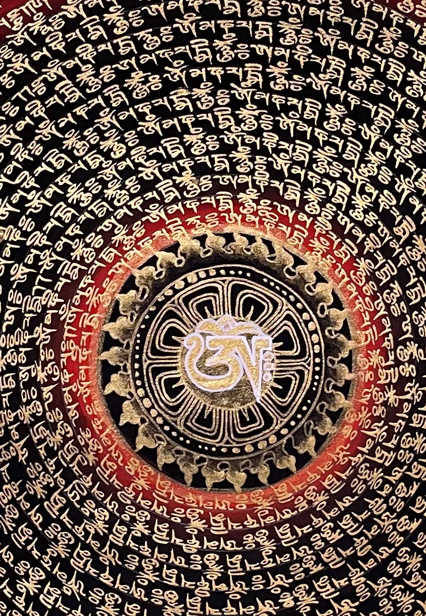Dragon Mantra Mandala thangka, detail: centre