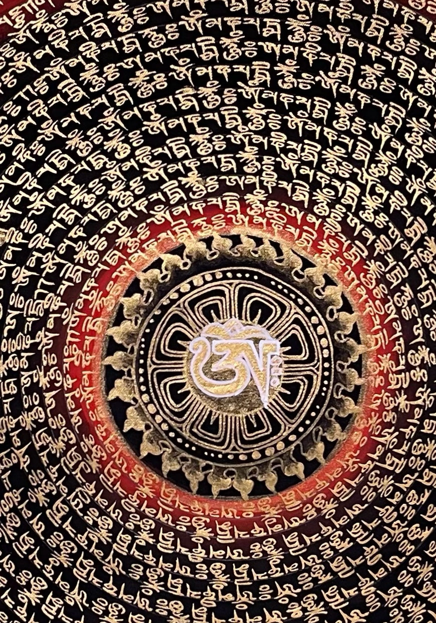 Dragon Mantra Mandala thangka, detail: centre