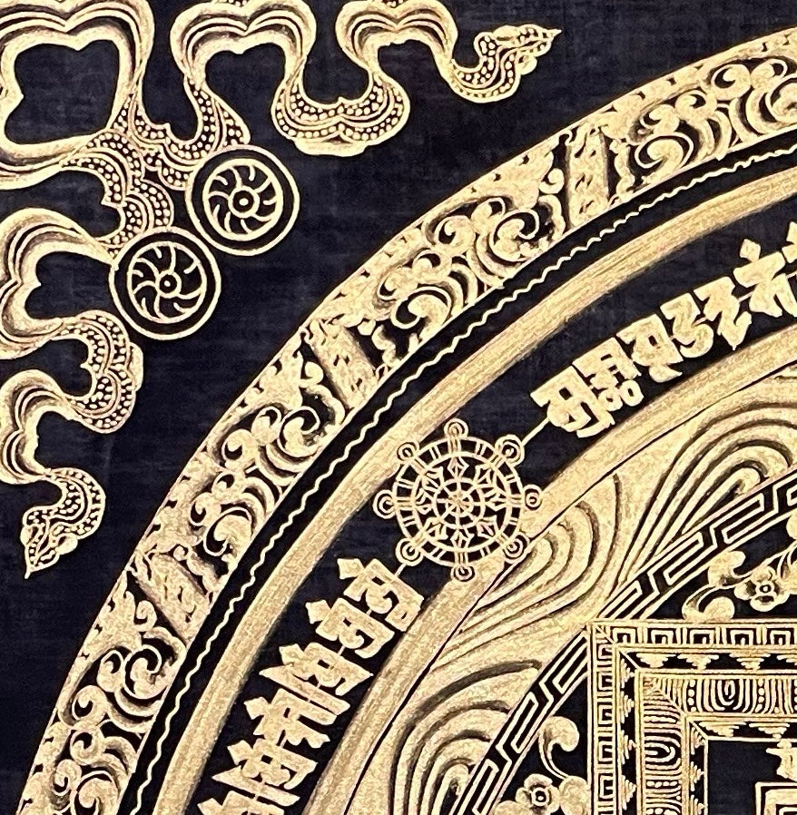 Kalachakra Mandala thangka, detail: top-left corner