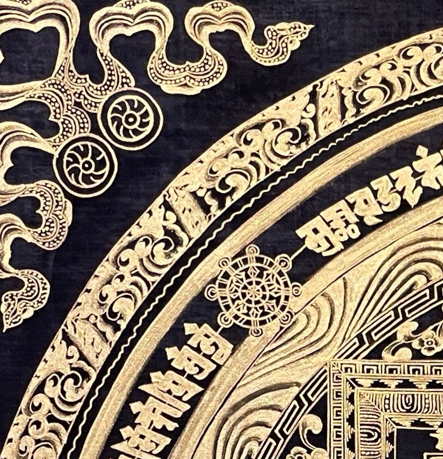 Kalachakra Mandala thangka, detail: top-left corner