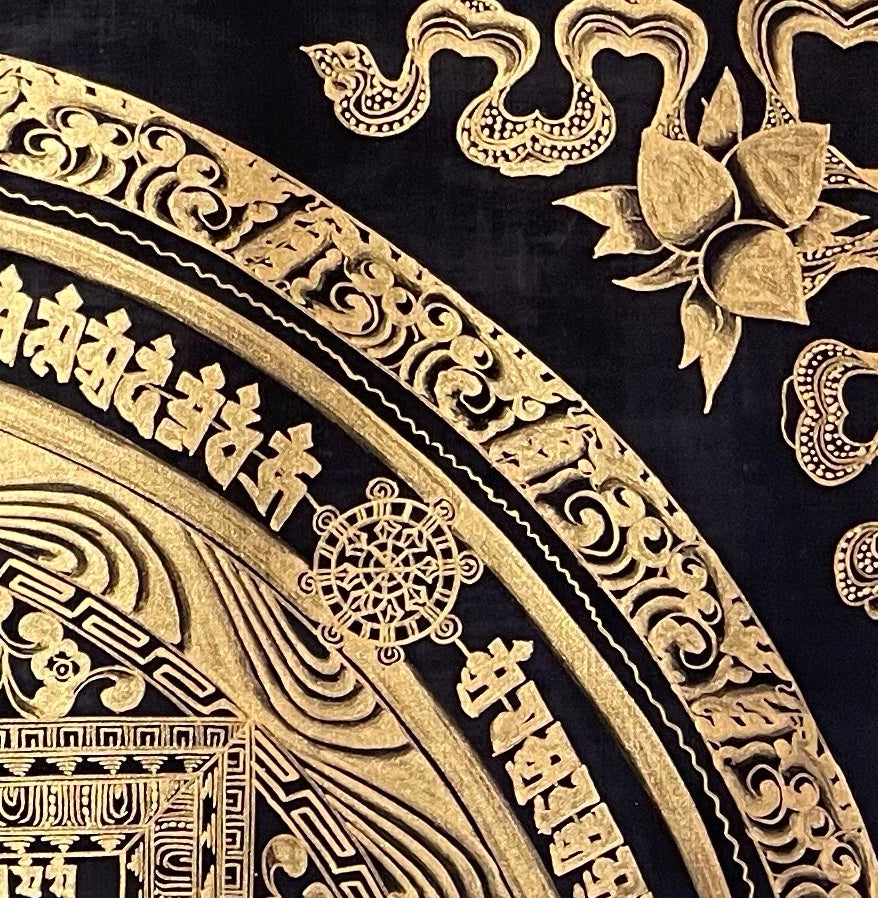 Kalachakra Mandala thangka, detail: top-right corner