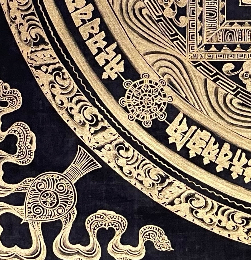 Kalachakra Mandala thangka, detail: bottom-left corner