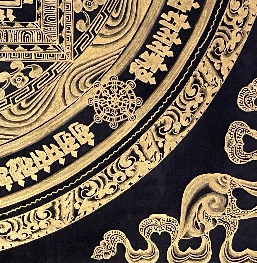 Kalachakra Mandala thangka, detail: bottom-right corner