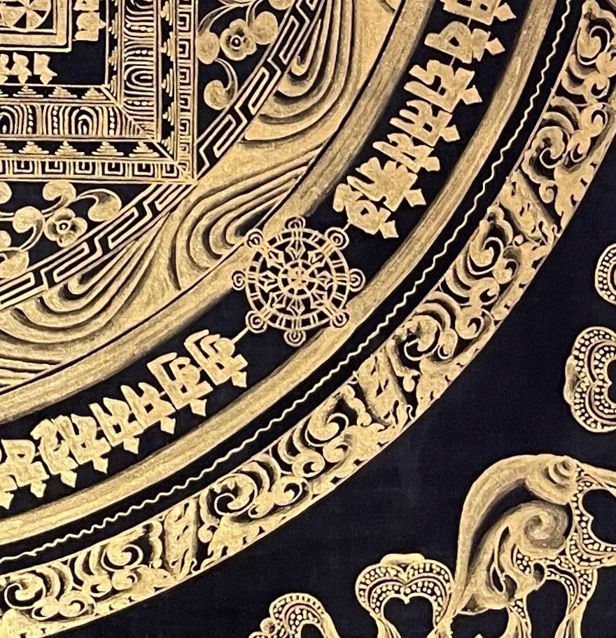 Kalachakra Mandala thangka, detail: bottom-right corner