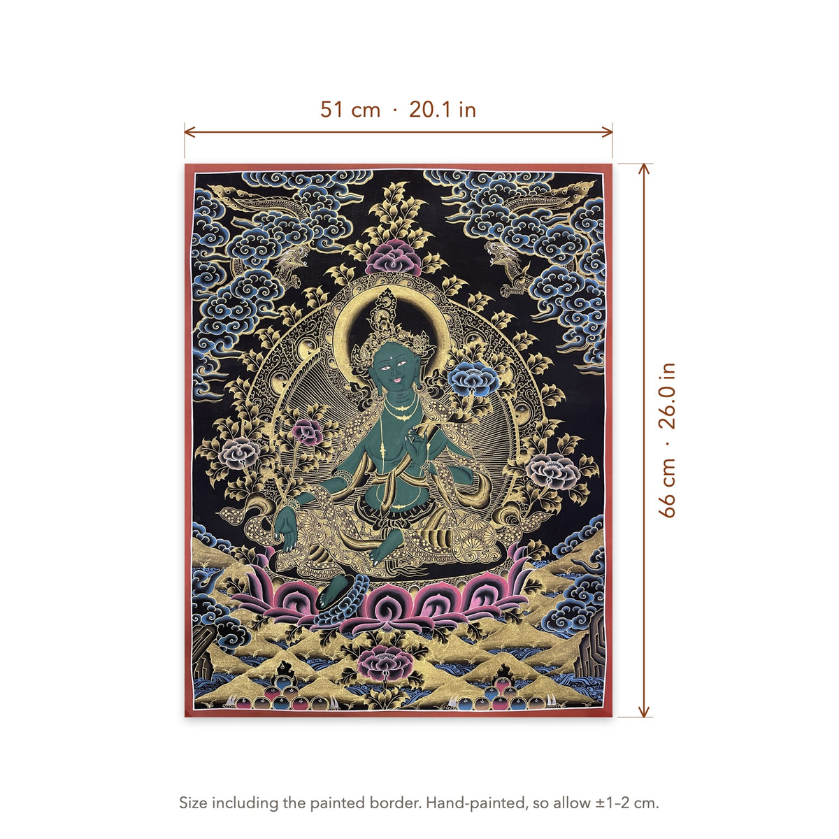 Size diagram: 51 × 66 cm (20.1 × 26.0 in), including the painted border