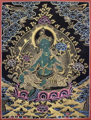Green Tara Thangka – 51×66 cm, Classic Grade