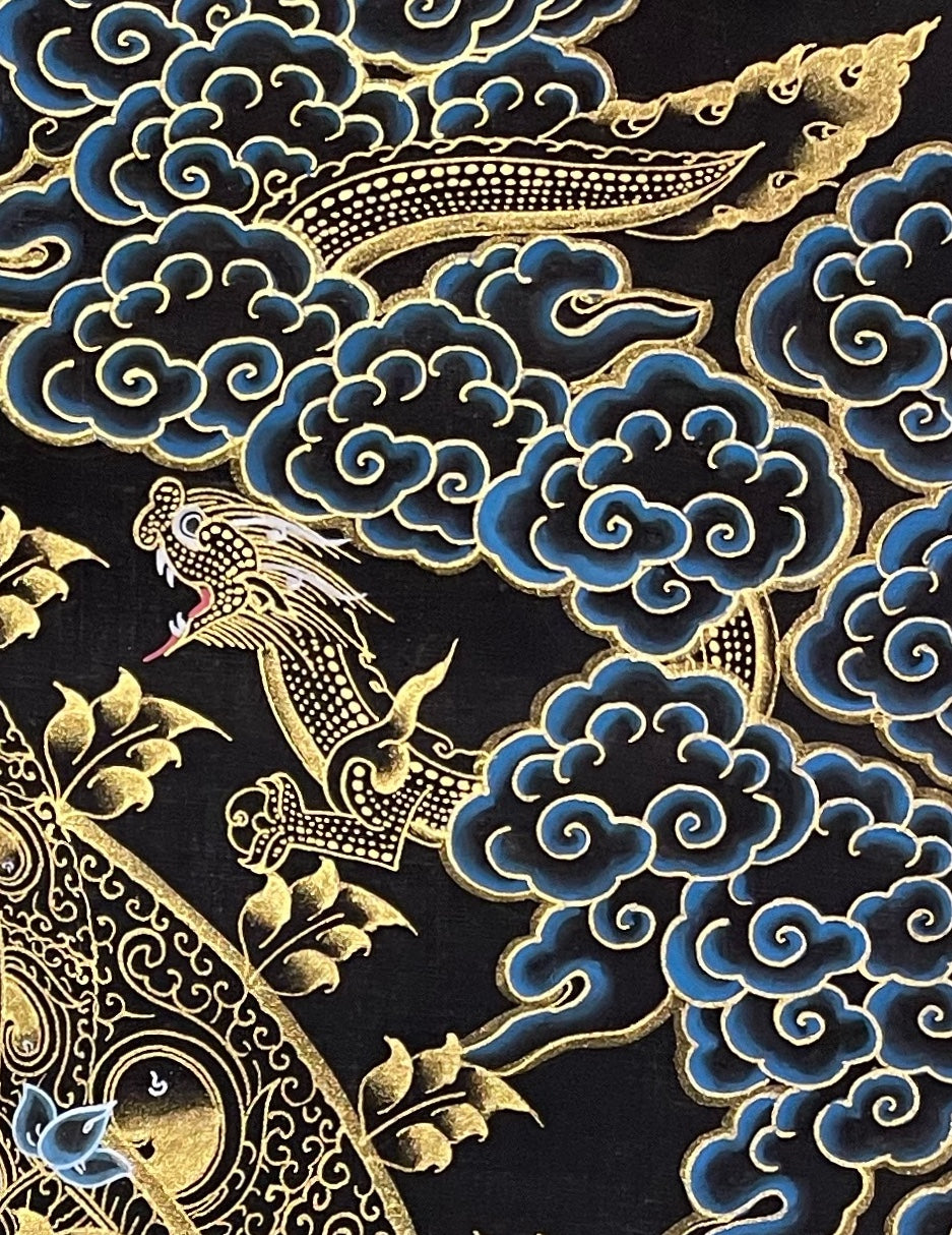 Manjushri thangka, detail: top-right corner