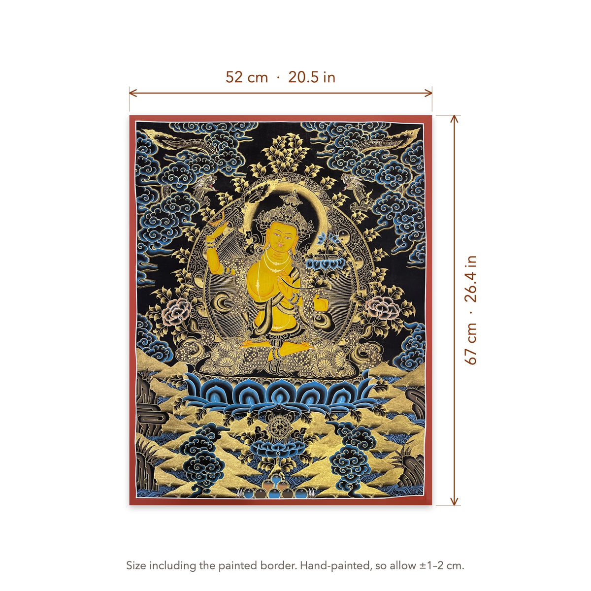 Size diagram: 52 × 67 cm (20.5 × 26.4 in), including the painted border