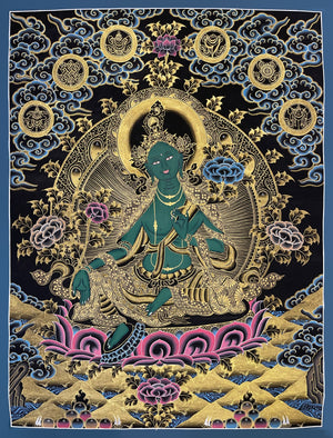 Green Tara Thangka – 52×67 cm, Fine Grade