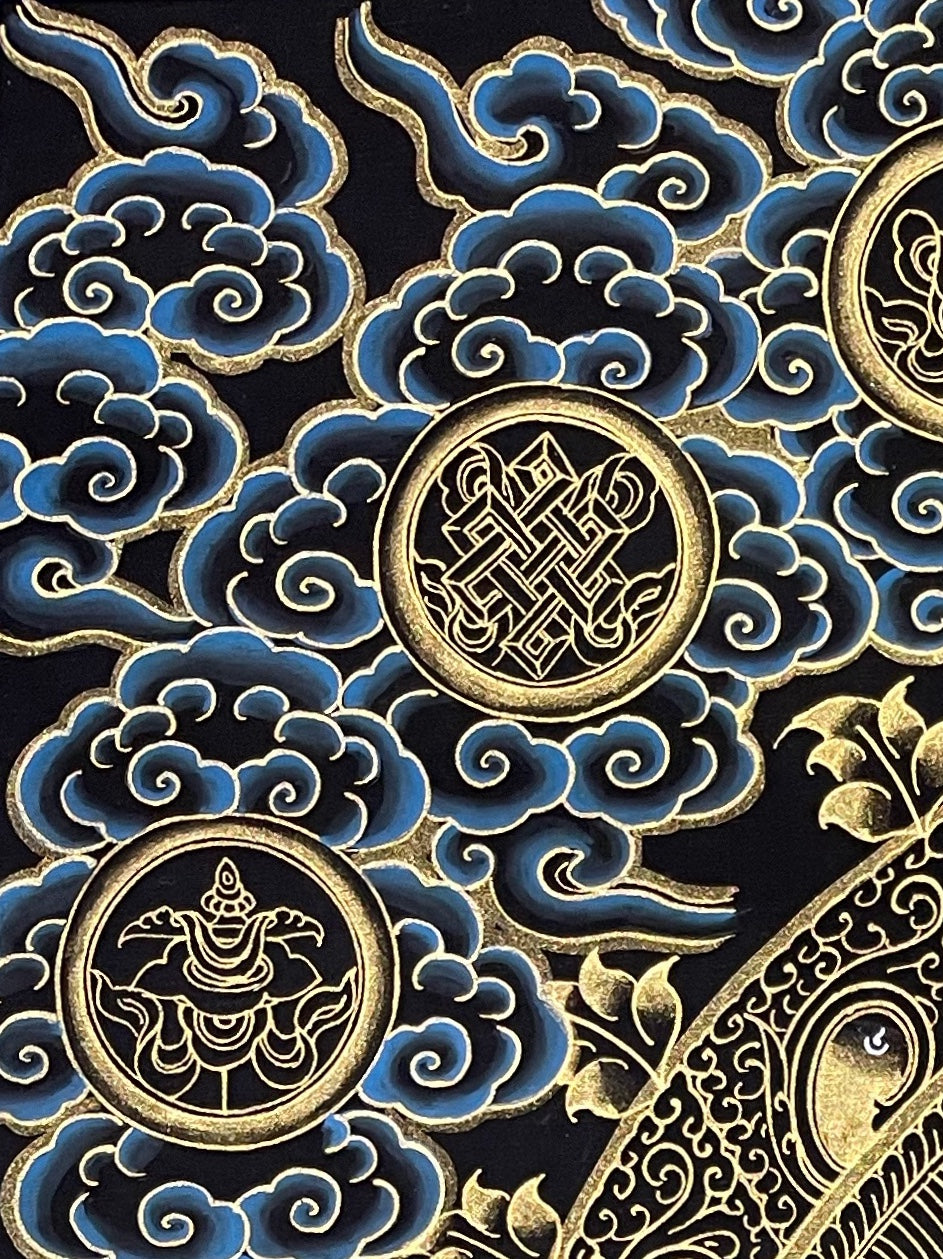 Jambhala thangka, detail: top-left corner