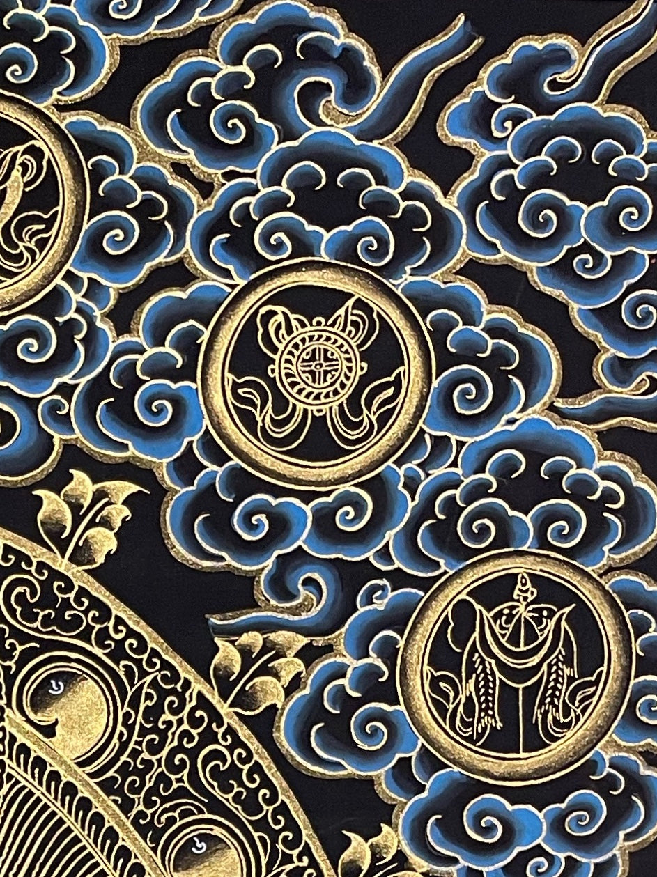 Jambhala thangka, detail: top-right corner